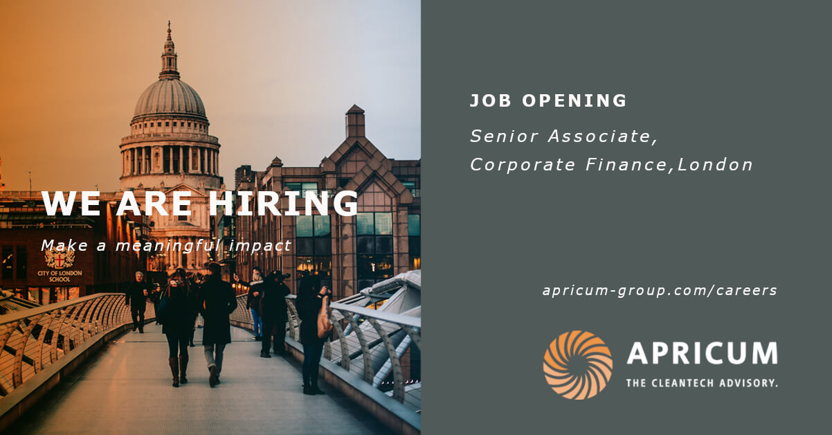 Open position at Apricum: senior Associate Corporate Finance, London