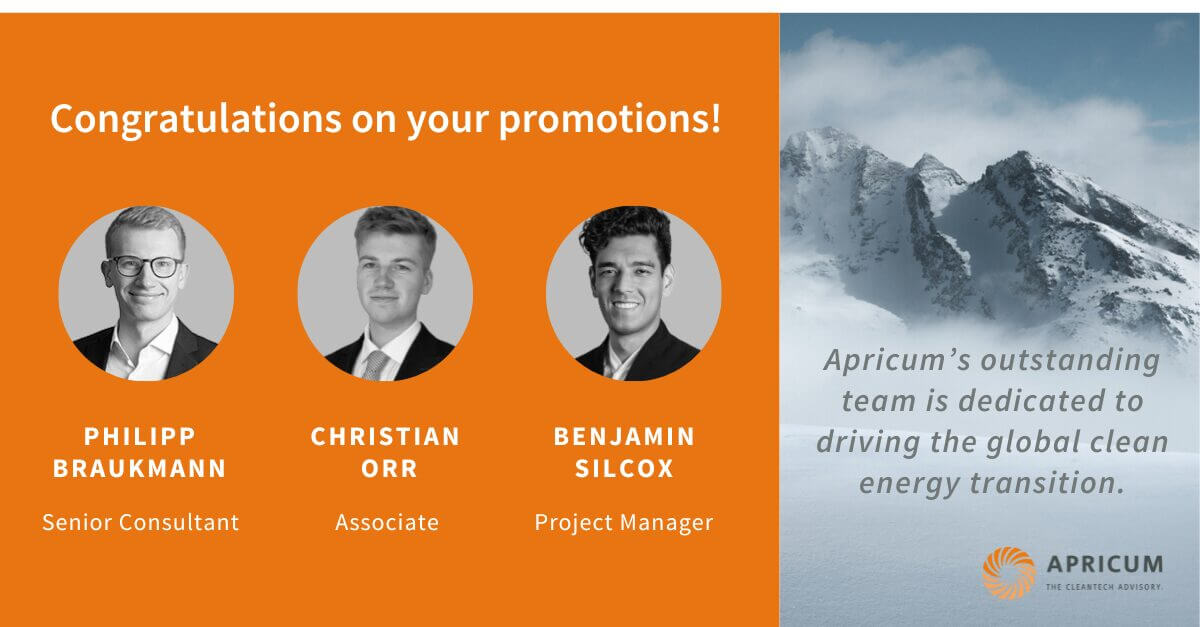 Apricum announces promotions for Philipp Braukmann, Christian Orr, and Dr. Benjamin Silcox